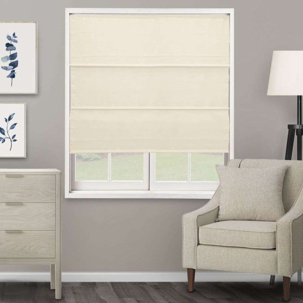 Chicology - 29"x72" Chicology Light Filtering Roman Shade Ridg Cream